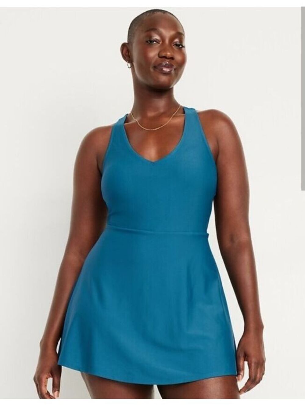 NWT Old Navy Matte Tie-Back Swim Dress North Sea teal blue large